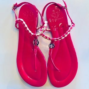 Excellent condition Tory Burch hot pink sandals